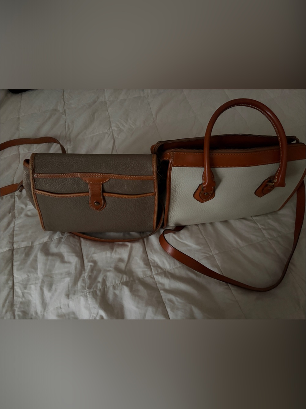Dooney & Bourke White and Tan Leather Crossbody and Shoulder Bags - Picture 3 of 9